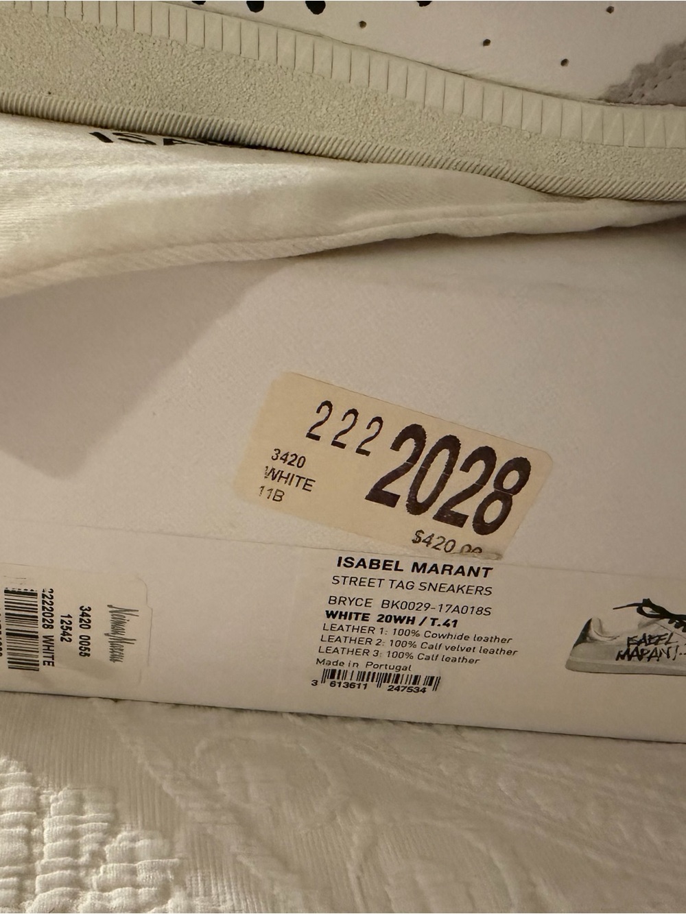Isabel Marant White Sneakers with Gold Heel Accent and Graffiti Logo - Picture 7 of 10